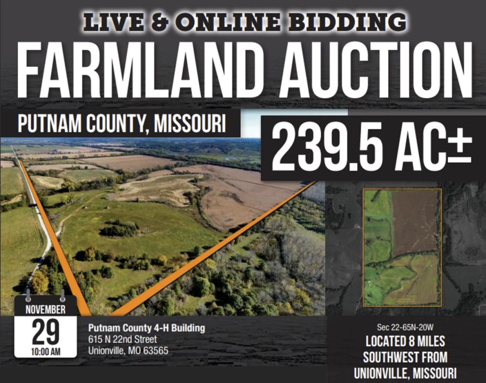 Farmland Auction - Foxtail Farms 239.5 acres m l Putnam County Mo featured image