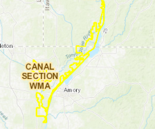 Canal Section WMA, 38,843 acres Deer hunting land in West Fulton, MS
