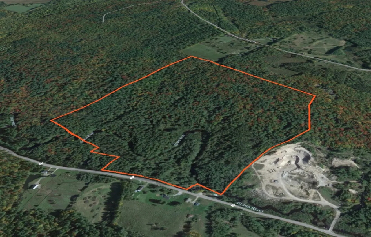 114 acres Waterfront Land with Cabin Russell NY Hunting Land for Sale