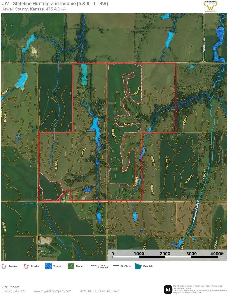 New 475 Acres Stateline Hunt and Income Jewell County KS Farmland and Recreational Property featured image